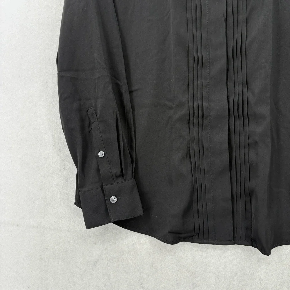 Banana Republic Dress Shirt Mens Medium Black Pleated Tux Stretch Formal NWT